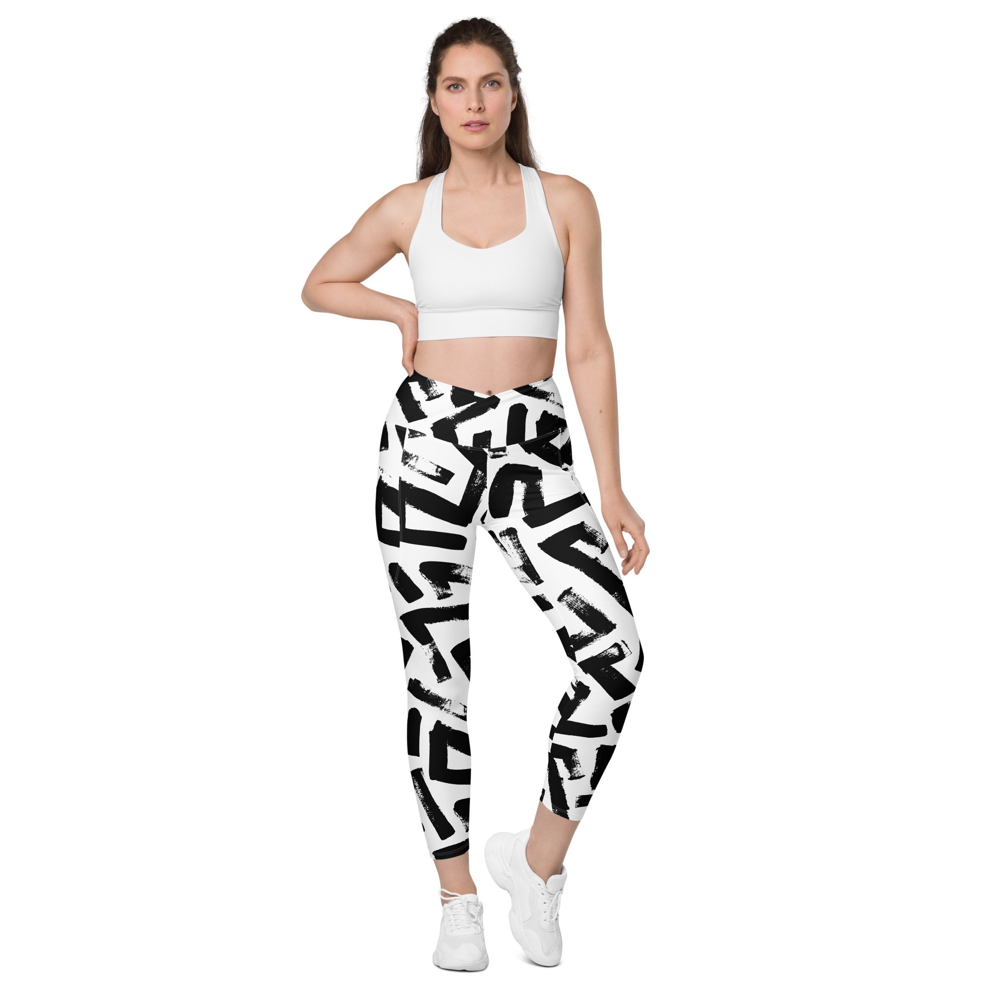 Crossover leggings with pockets