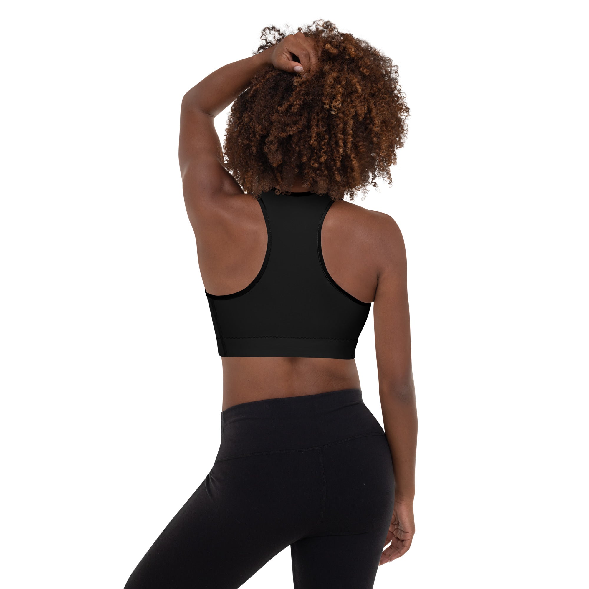 Padded Sports Bra - Ah Ha Small Font Black