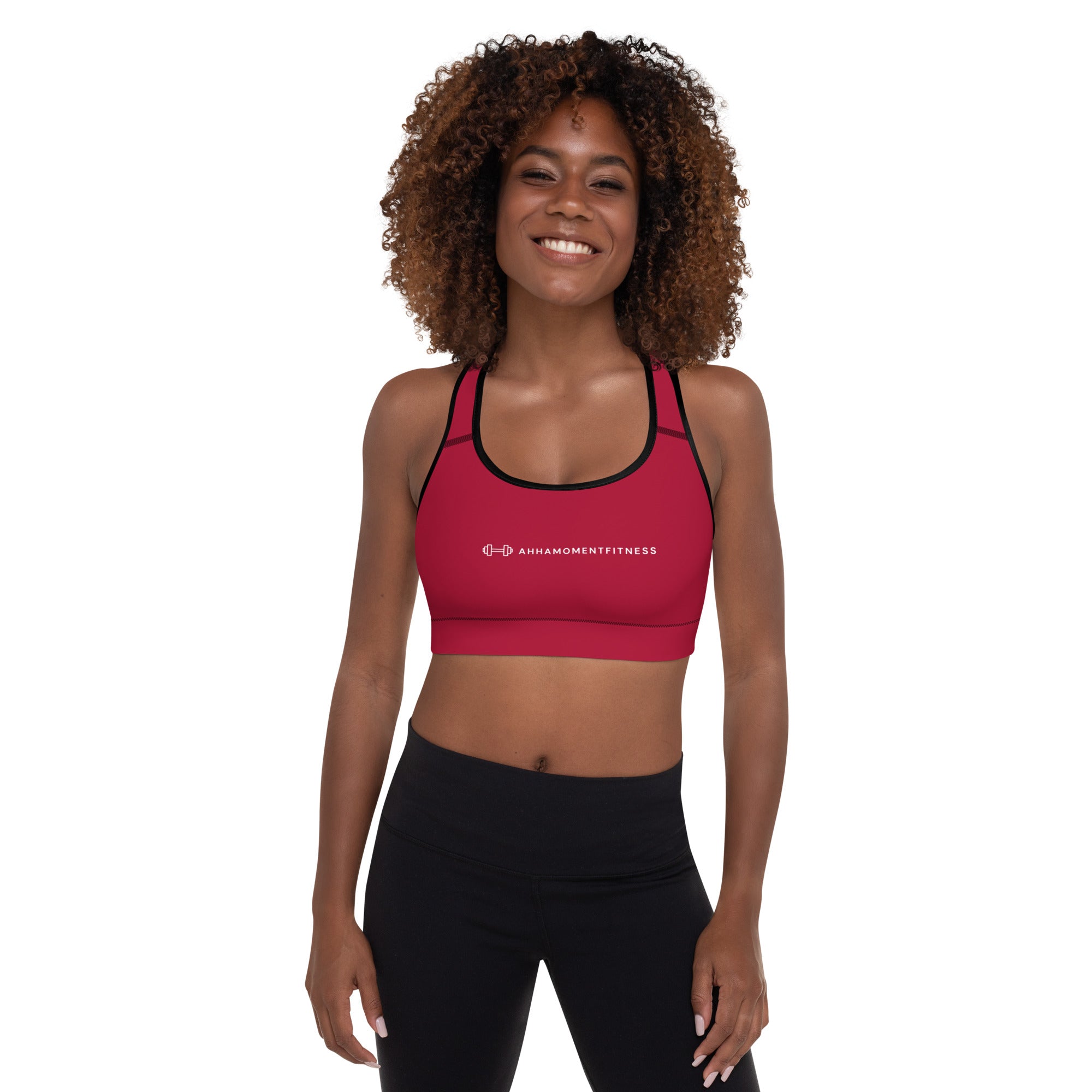 Padded Sports Bra - Ah Ha Small Font Red