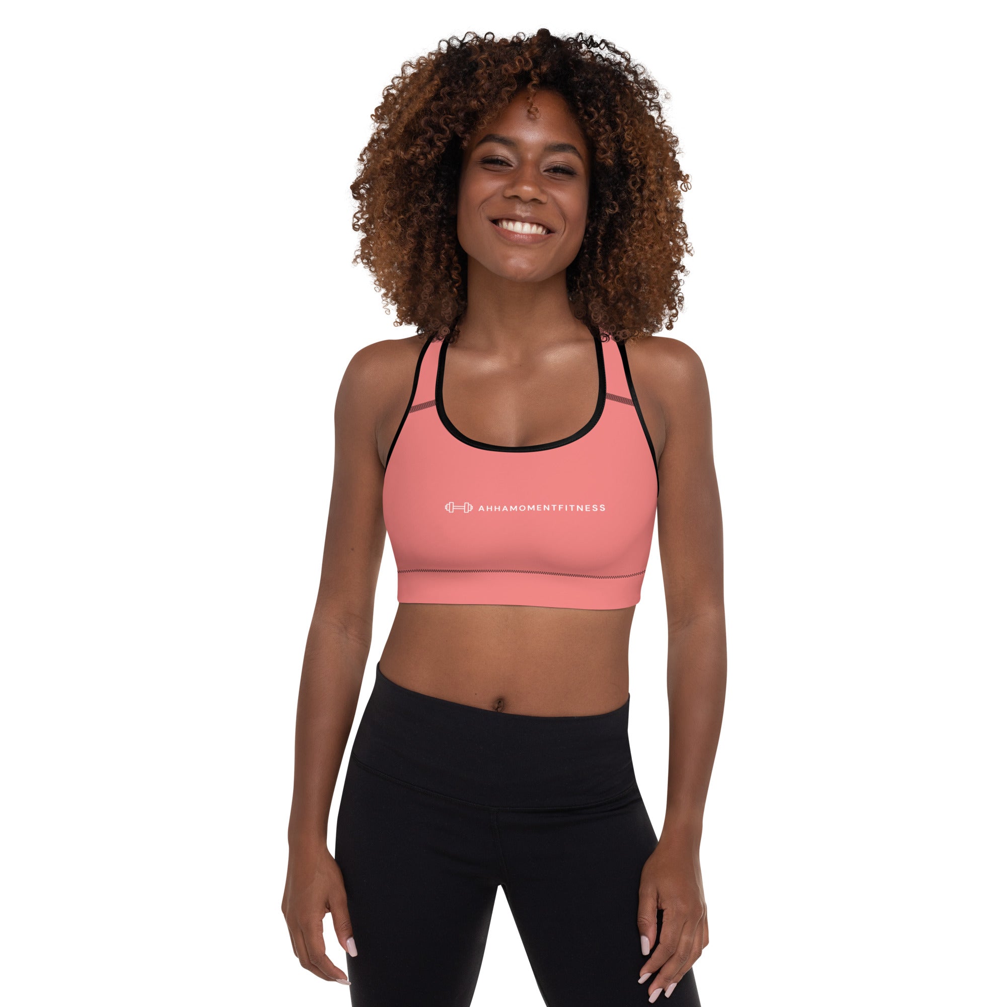 Padded Sports Bra - Ah Ha Small Font Pink