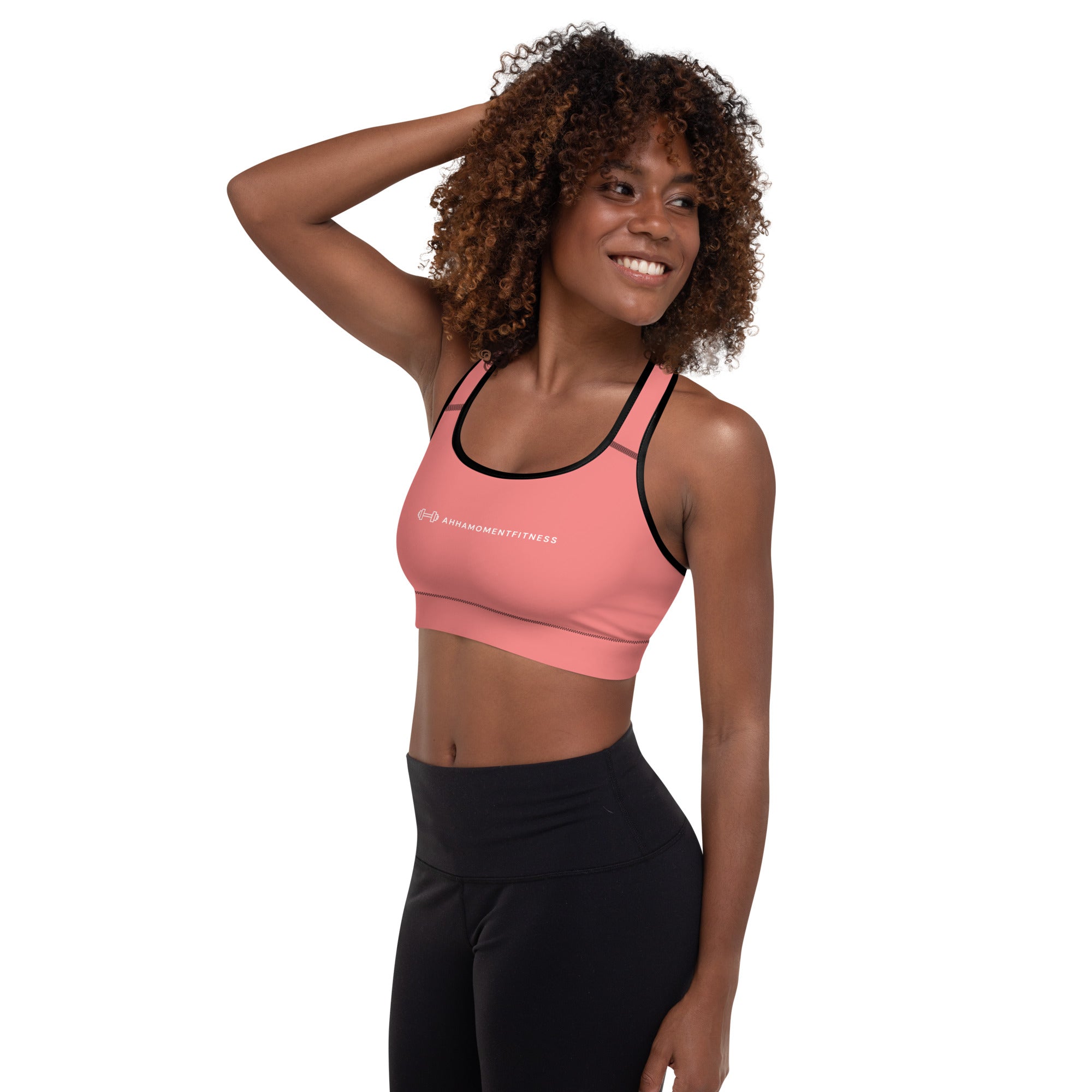 Padded Sports Bra - Ah Ha Small Font Pink