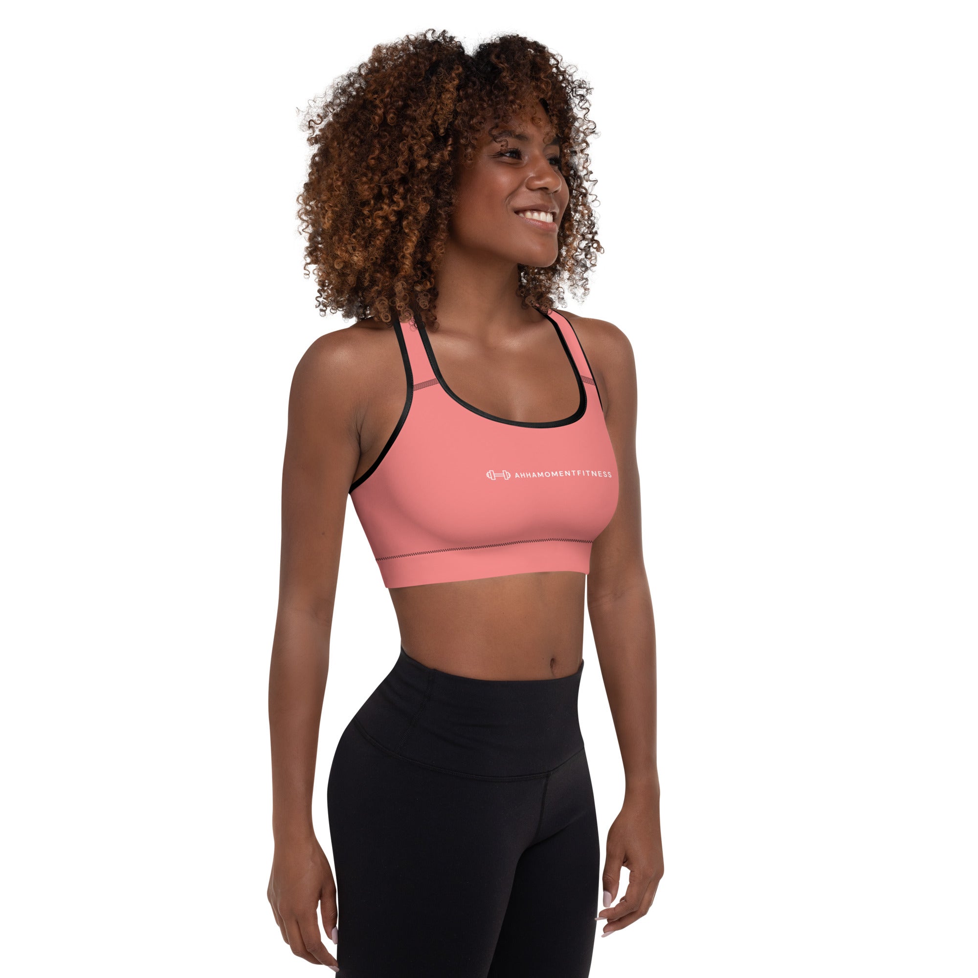 Padded Sports Bra - Ah Ha Small Font Pink