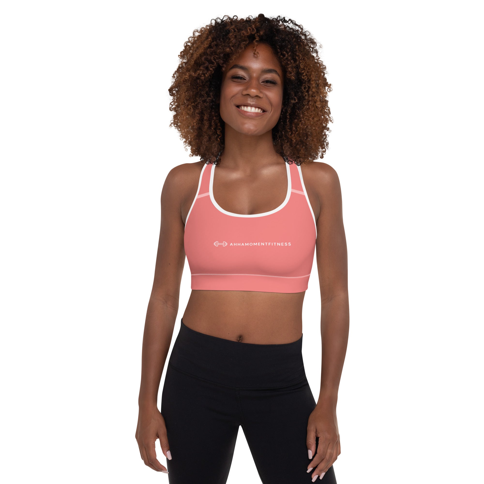 Padded Sports Bra - Ah Ha Small Font Pink