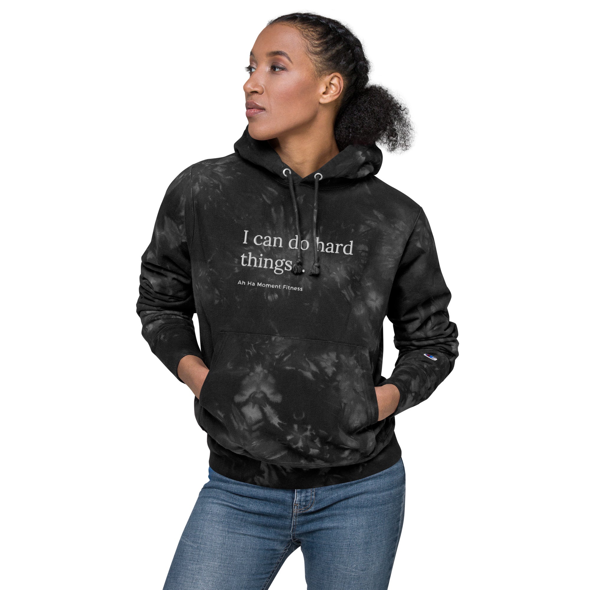 Embroidered Unisex Champion Tie-Dye Hoodie - I Can Do Hard Things