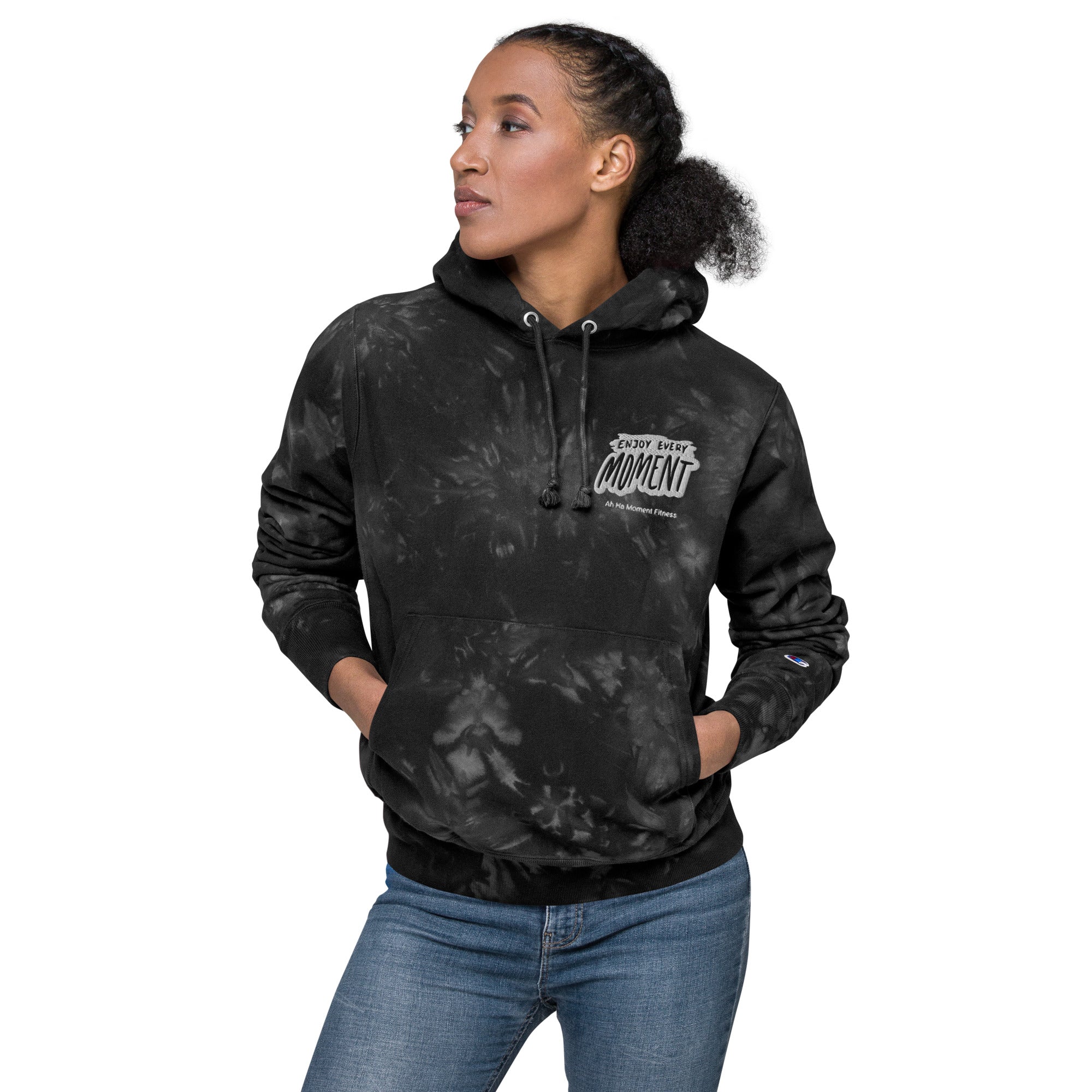 Embroidered Unisex Champion Tie-Dye Hoodie - Enjoy Every Moment