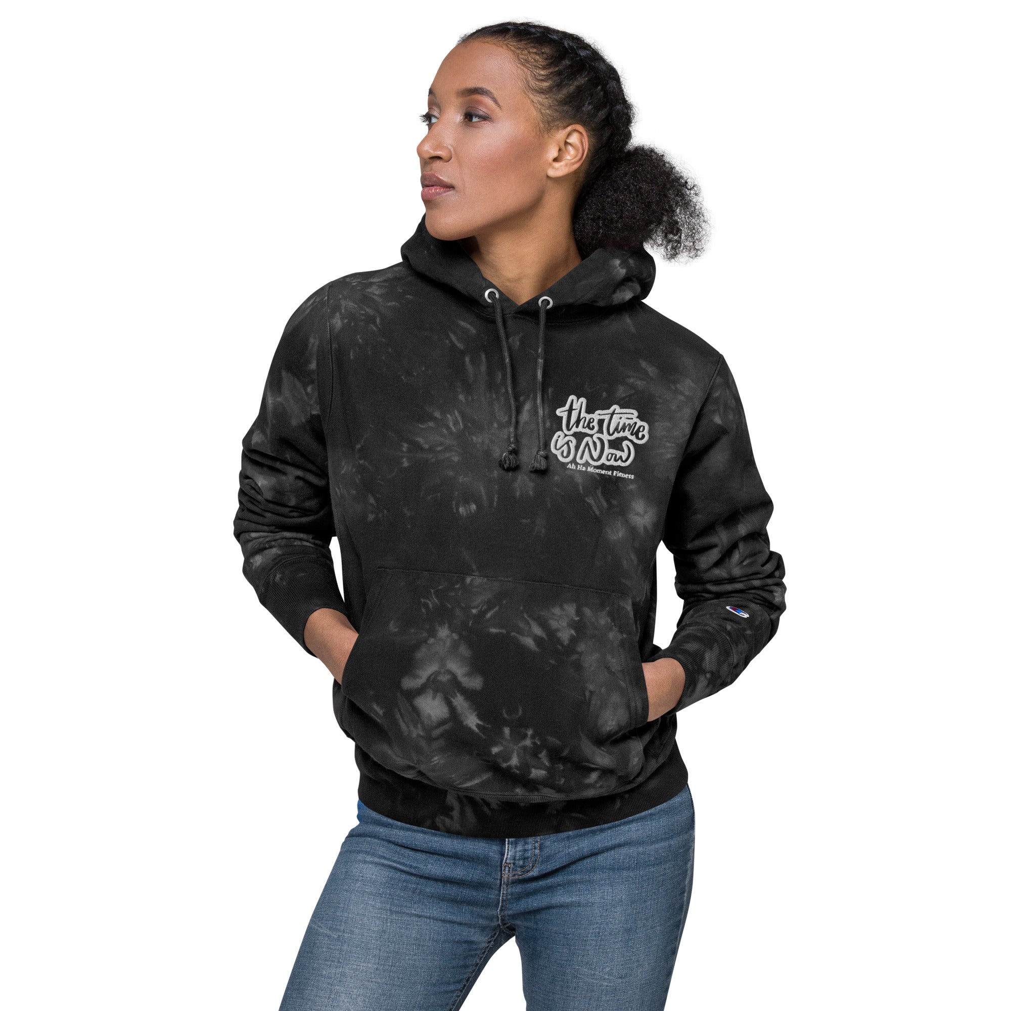 Embroidered Unisex Champion Tie-Dye Hoodie - The Time Is Now