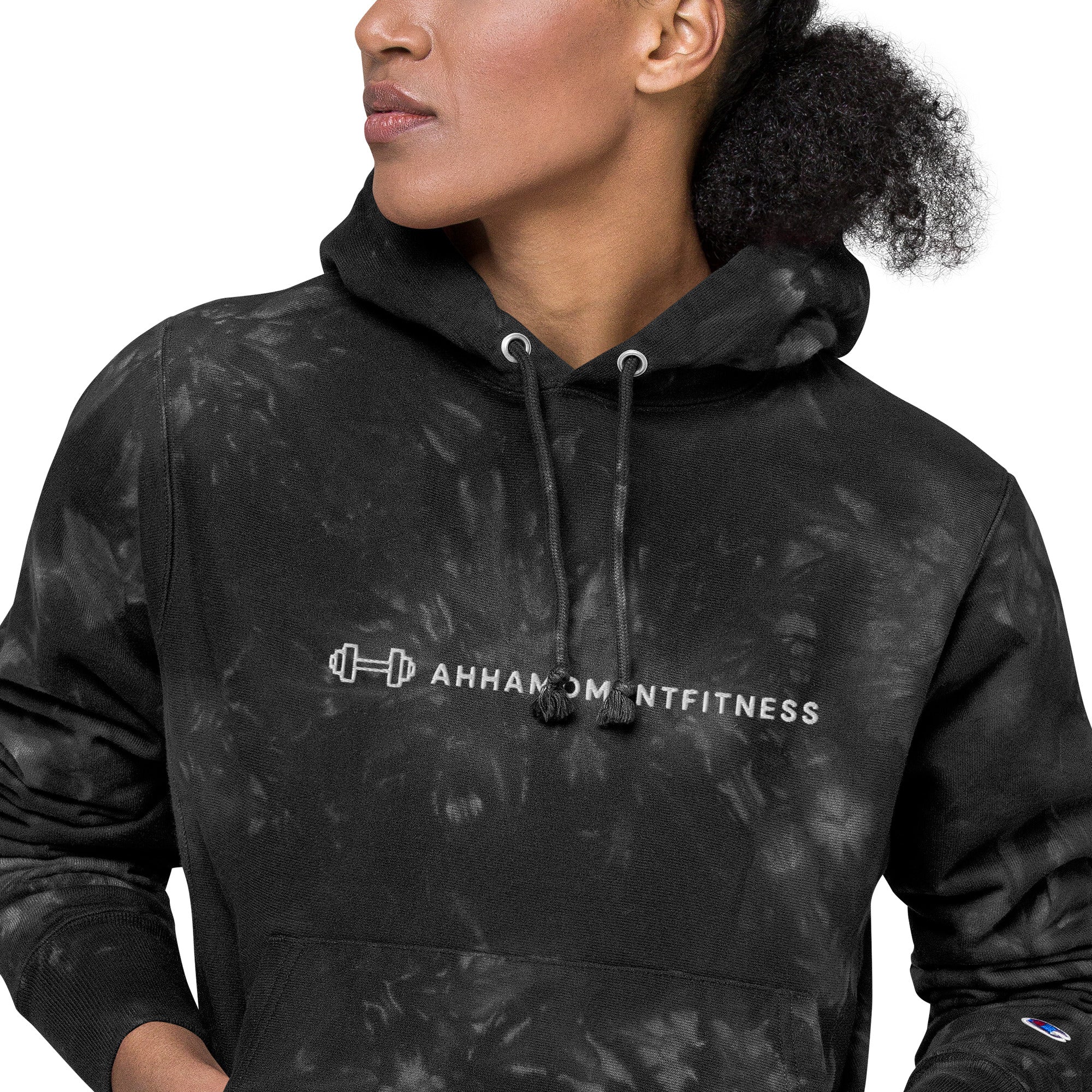 Embroidered Unisex Champion Tie-Dye Hoodie - Ah Ha Small Font