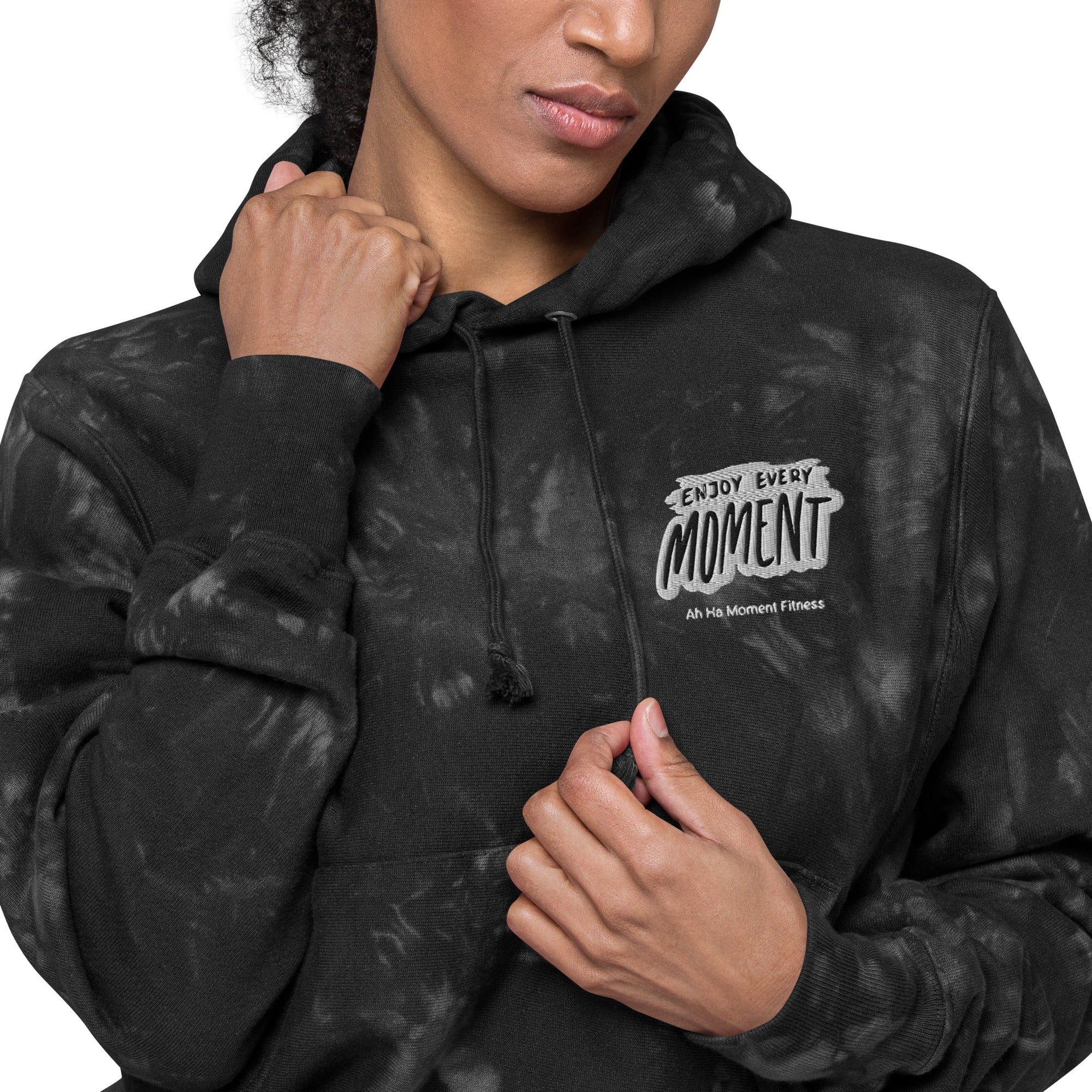 Embroidered Unisex Champion Tie-Dye Hoodie - Enjoy Every Moment