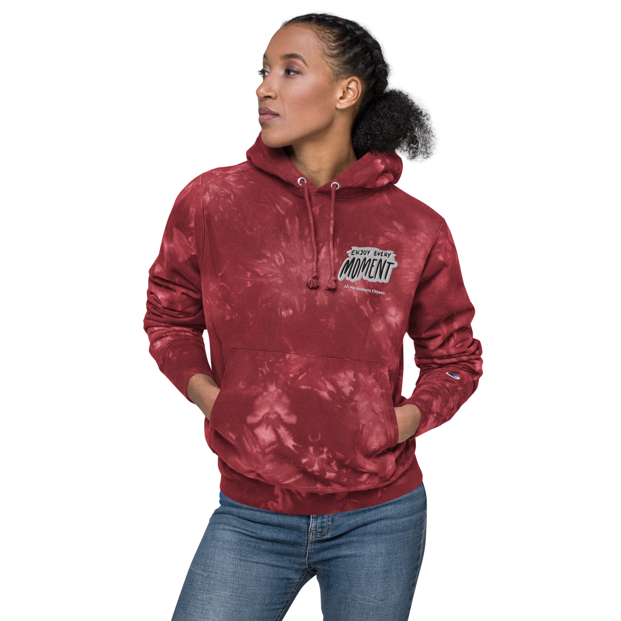 Embroidered Unisex Champion Tie-Dye Hoodie - Enjoy Every Moment