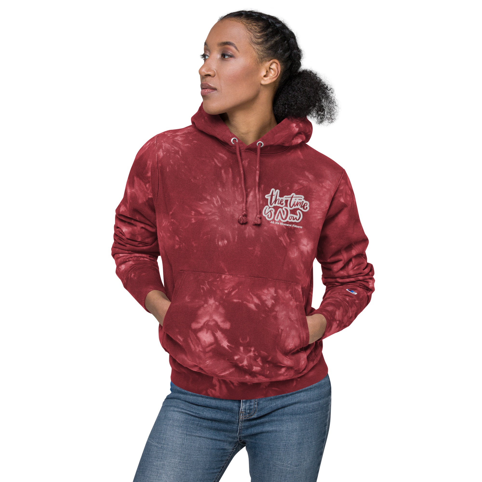 Embroidered Unisex Champion Tie-Dye Hoodie - The Time Is Now