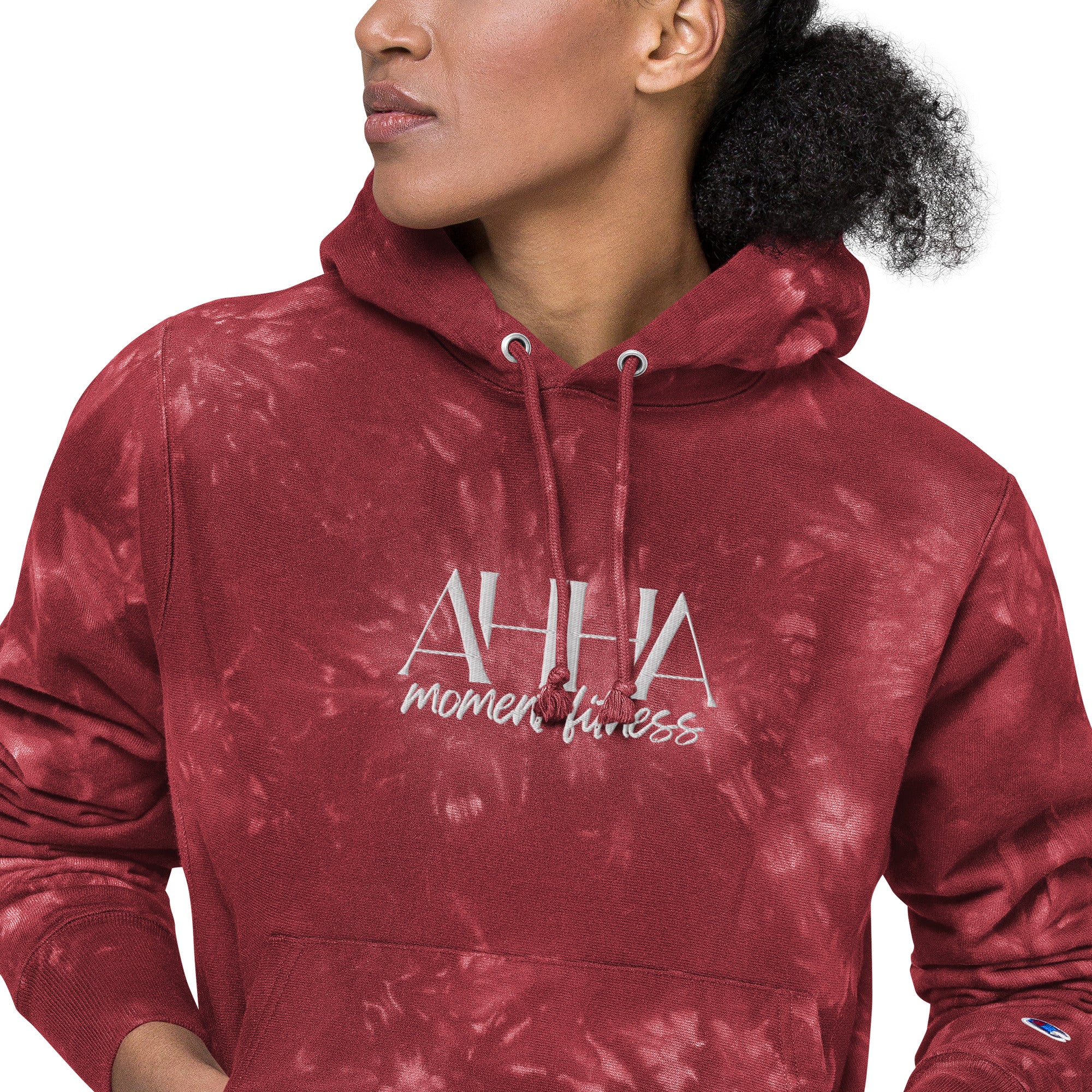 Embroidered Unisex Champion Tie-Dye Hoodie - Ah Ha Large Font
