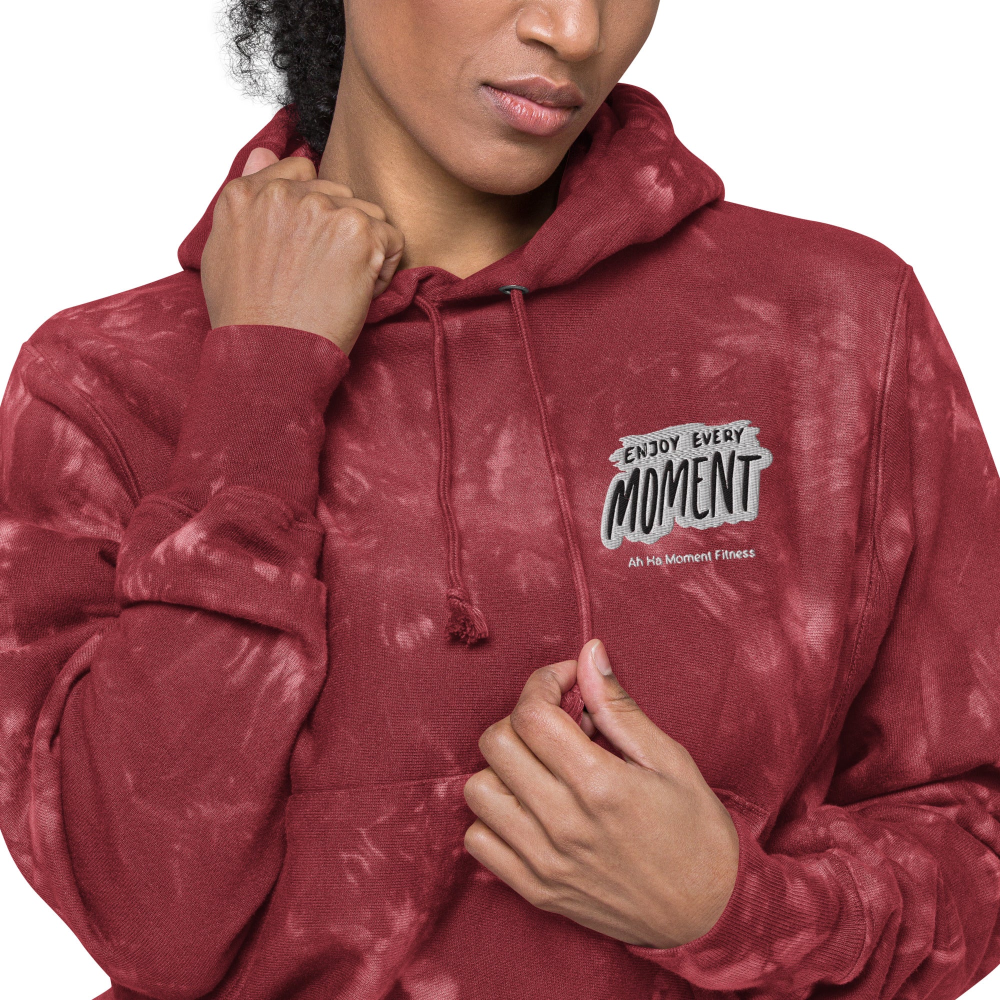 Embroidered Unisex Champion Tie-Dye Hoodie - Enjoy Every Moment