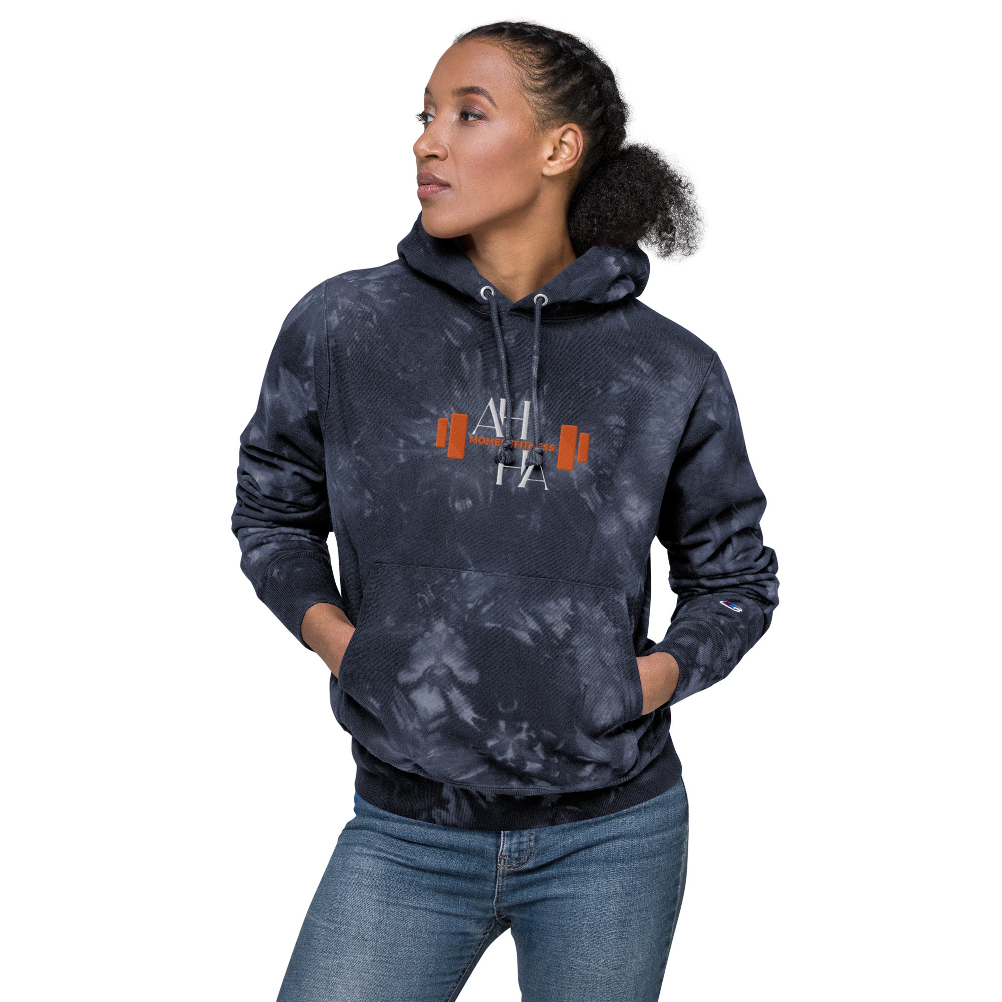 Embroidered Unisex Champion Tie-Dye Hoodie - Ah Ha Dumbbell