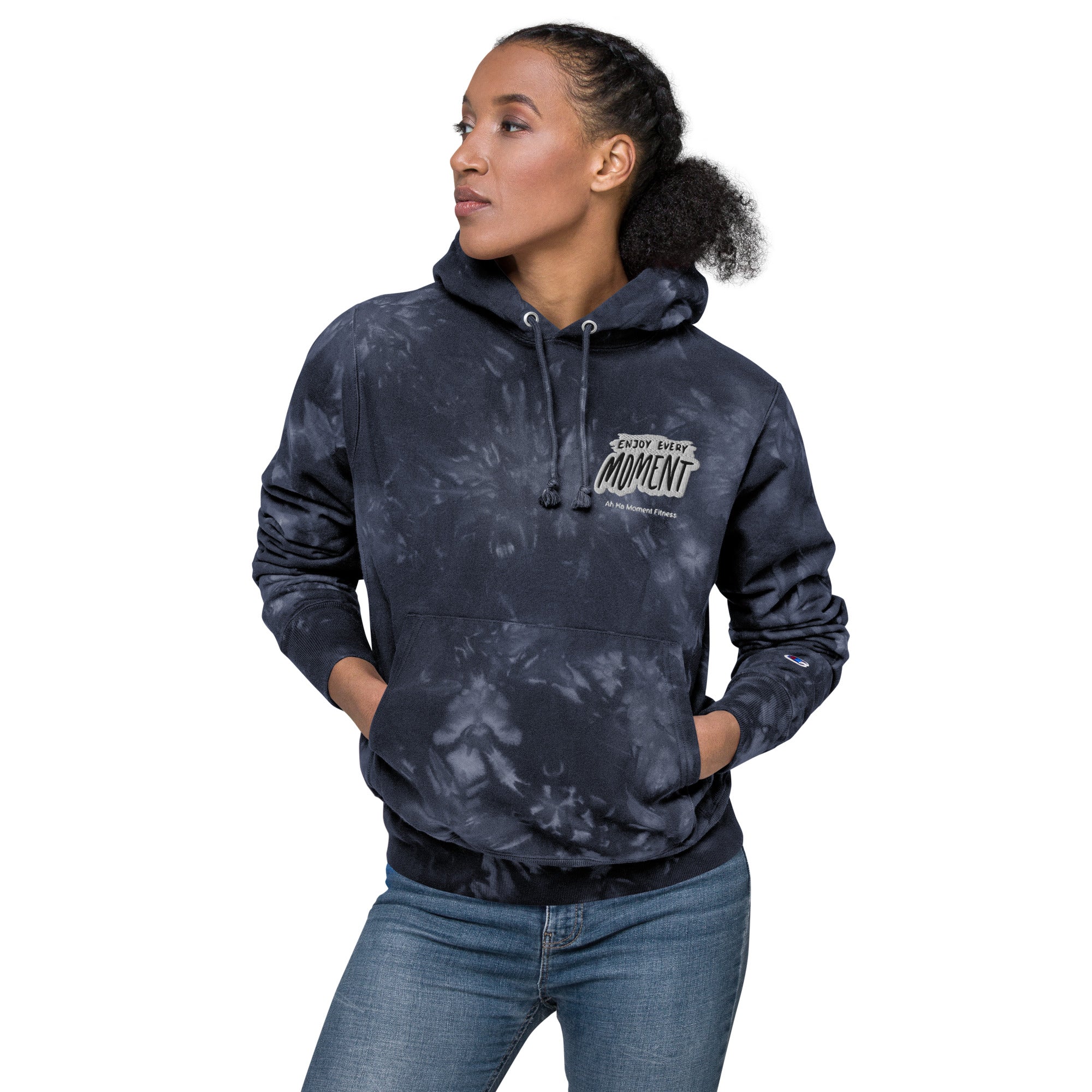 Embroidered Unisex Champion Tie-Dye Hoodie - Enjoy Every Moment