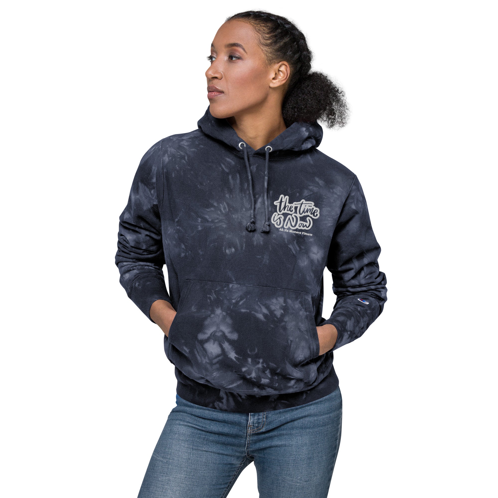 Embroidered Unisex Champion Tie-Dye Hoodie - The Time Is Now