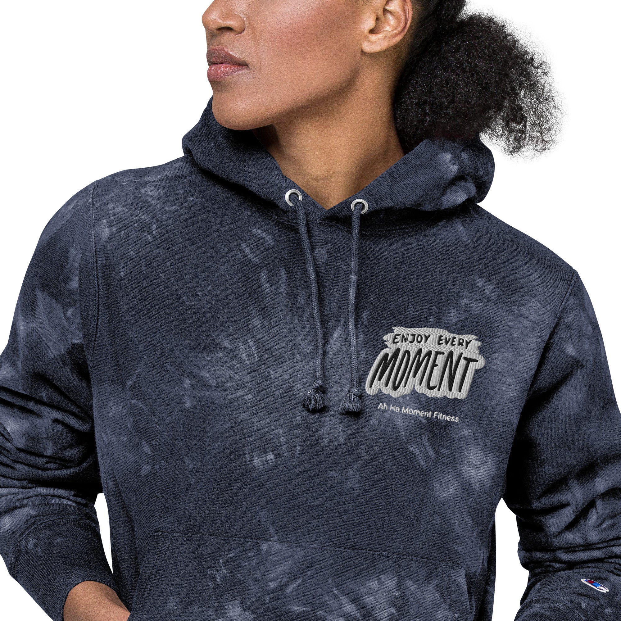 Embroidered Unisex Champion Tie-Dye Hoodie - Enjoy Every Moment