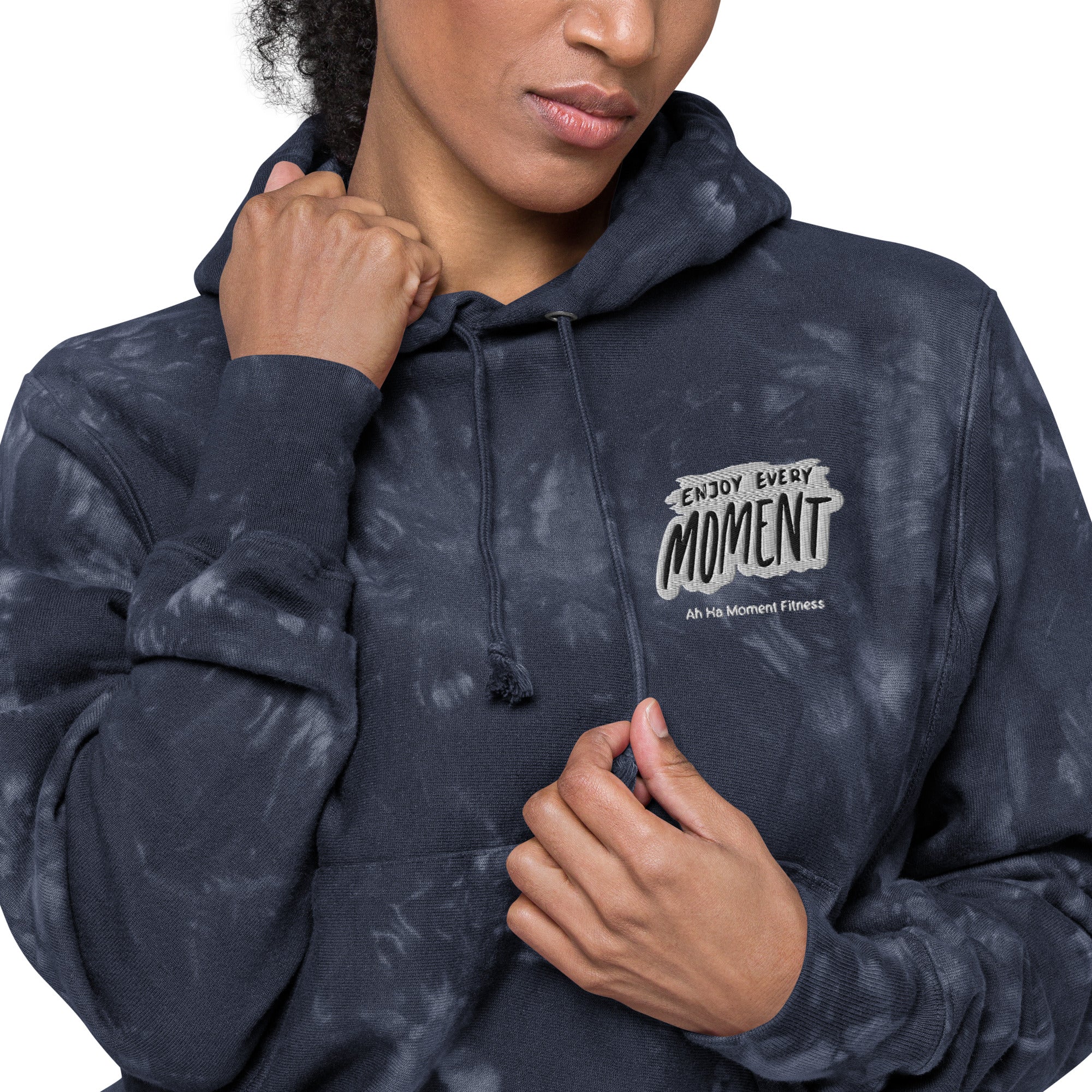 Embroidered Unisex Champion Tie-Dye Hoodie - Enjoy Every Moment