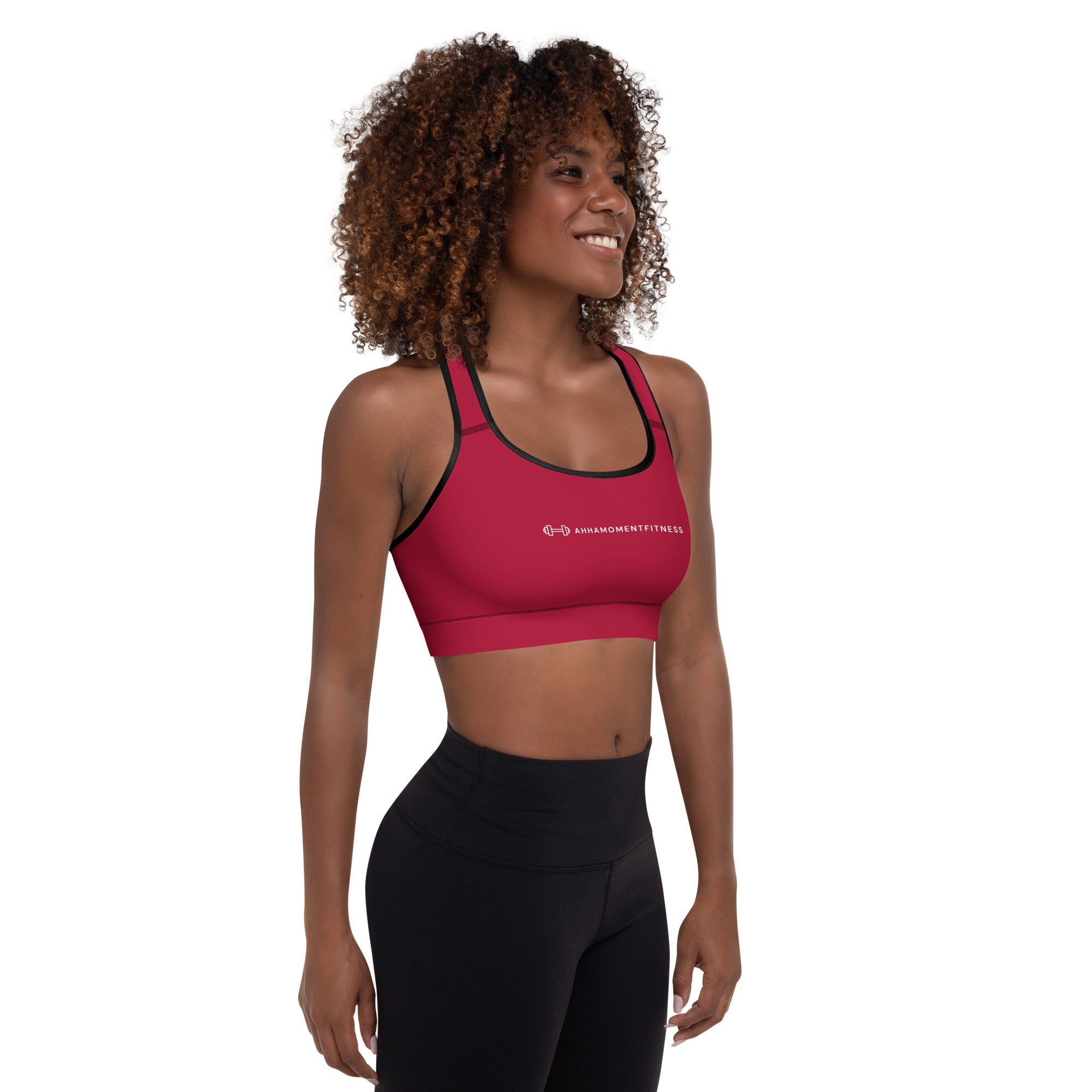 Padded Sports Bra - Ah Ha Small Font Red