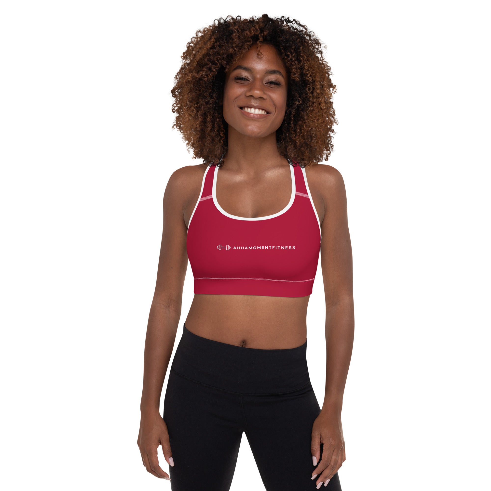 Padded Sports Bra - Ah Ha Small Font Red