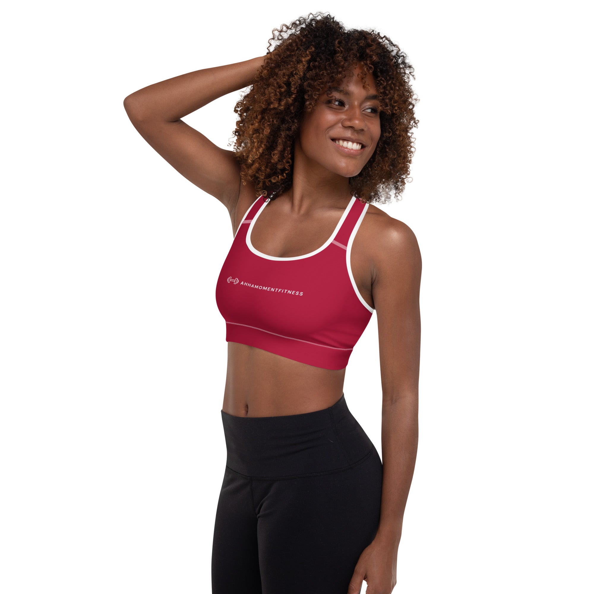 Padded Sports Bra - Ah Ha Small Font Red