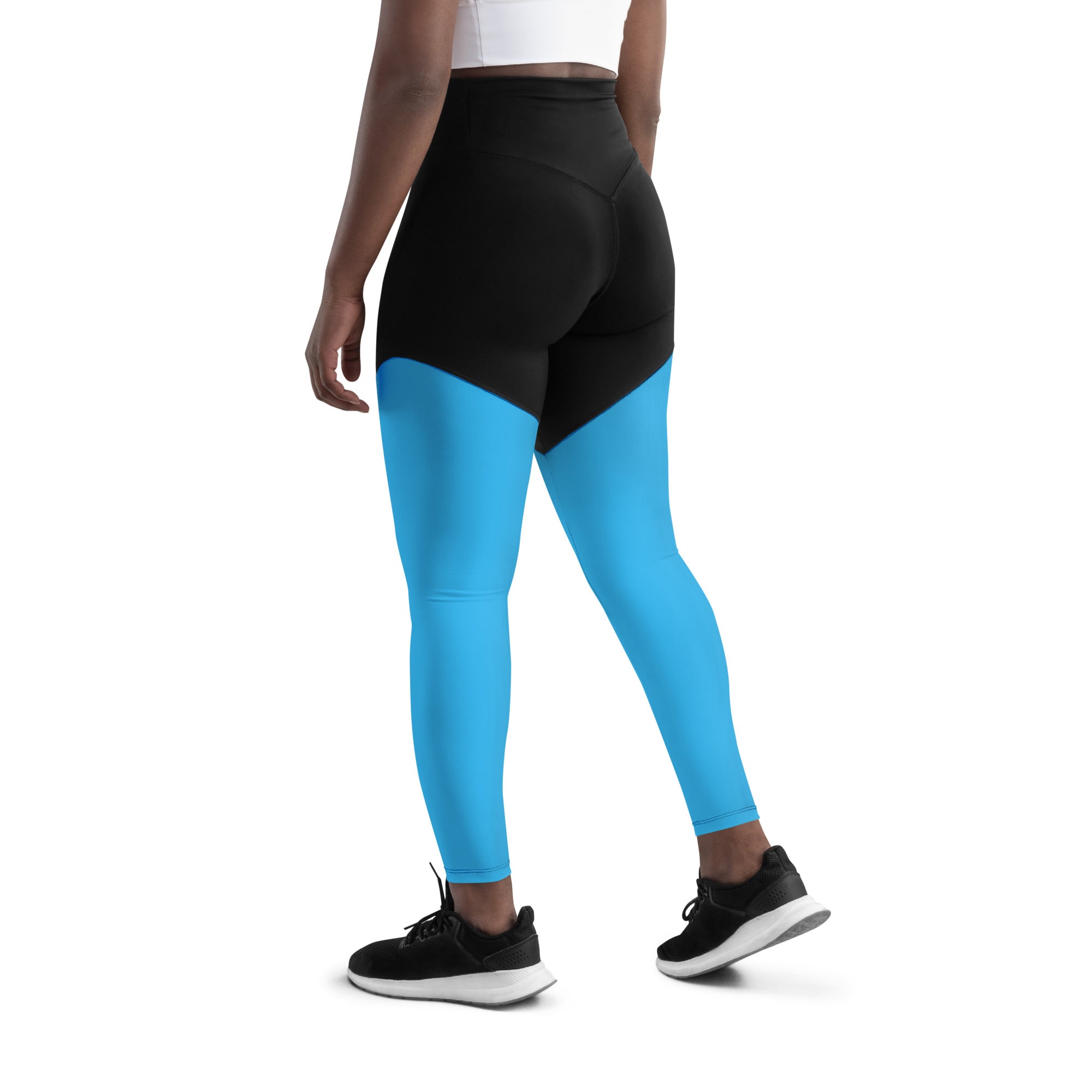 Sports Leggings - Ah Ha Small Font Blue