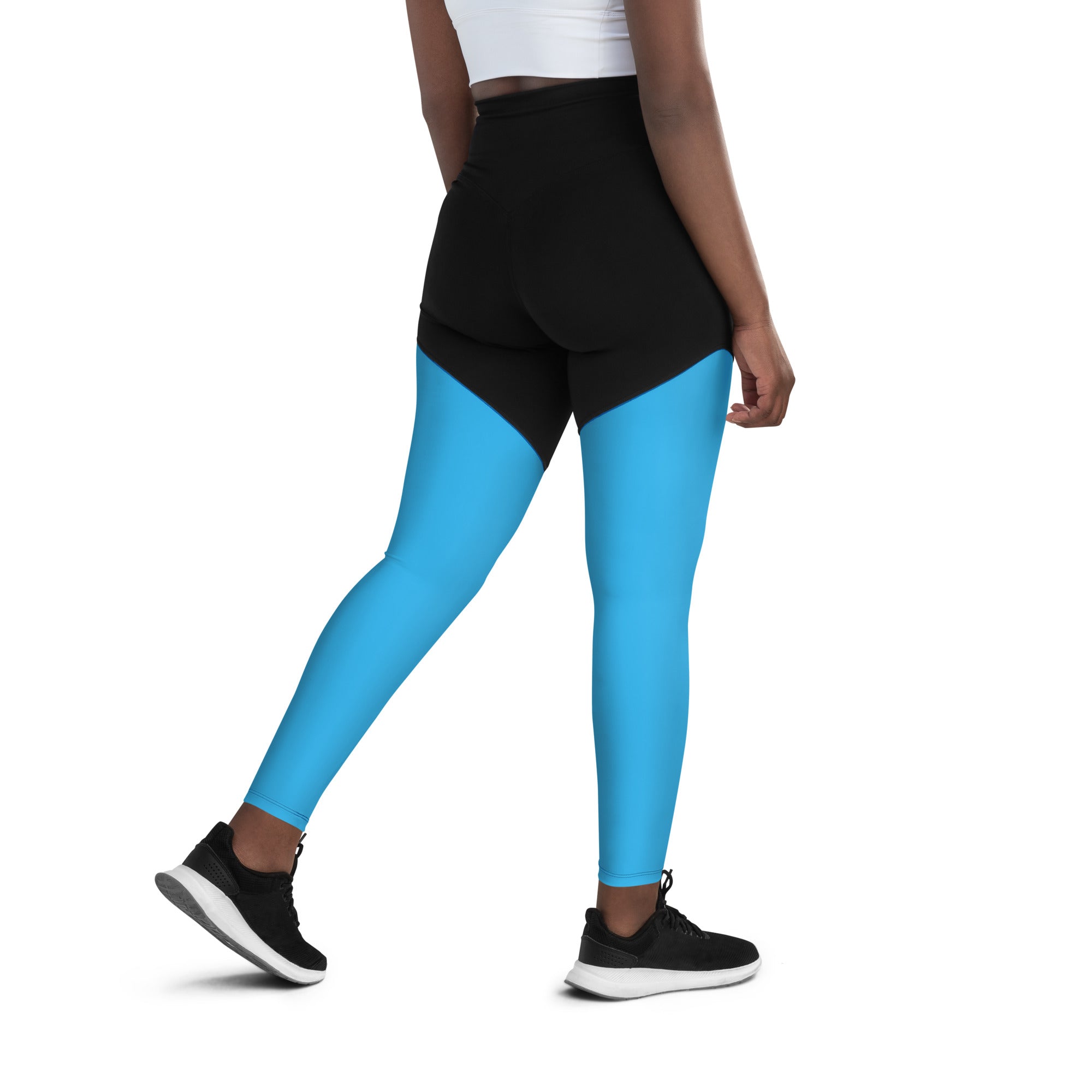 Sports Leggings - Ah Ha Small Font Blue