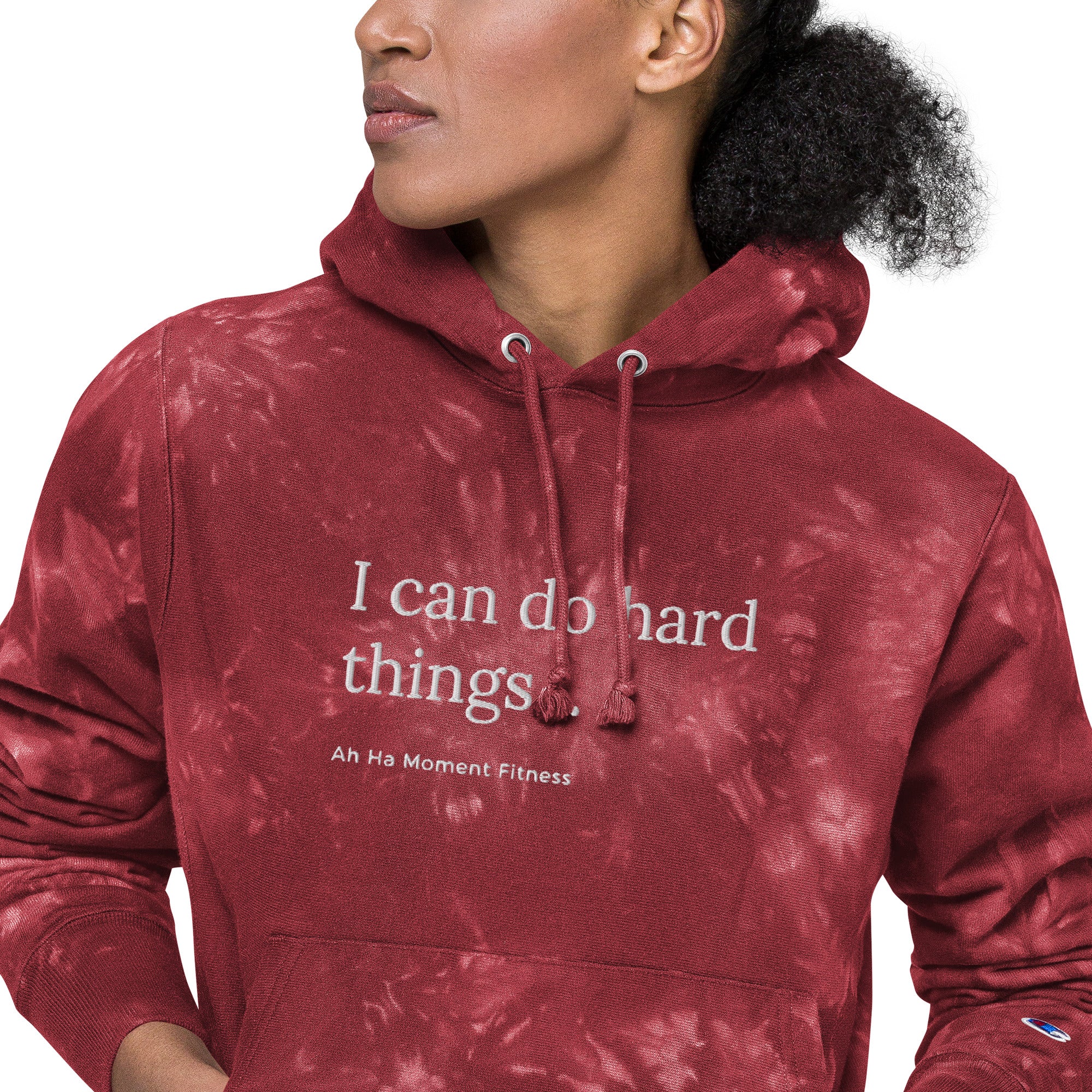 Embroidered Unisex Champion Tie-Dye Hoodie - I Can Do Hard Things